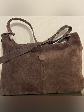 FENDI Women's Suede Shoulder Bag in Dark Brown